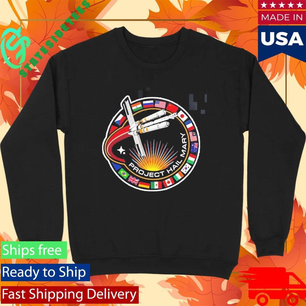 Project Hail Mary Spaceship With Nation Flags Mission Patch T-Shirt