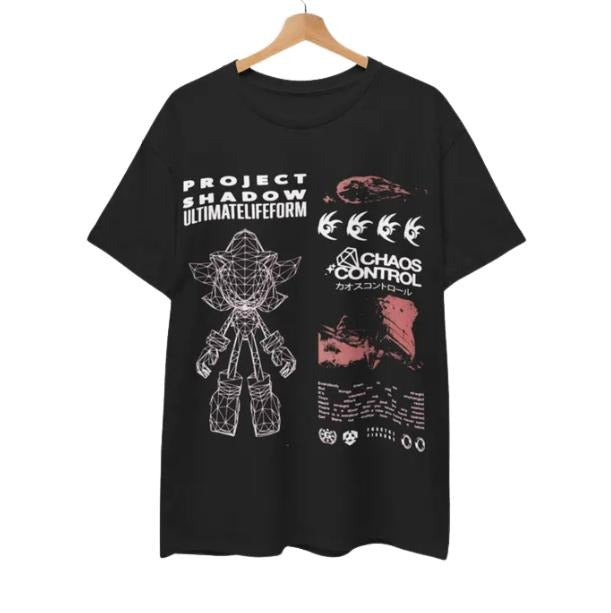 Project Shadow T-Shirt, Shadow the Hedgehog Shirt, Unisex Vintage Graphic Tees Gothic Grunge Y2k Emo Scene Amity...