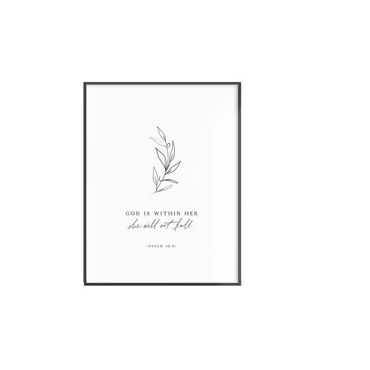 Psalm 46:5 | Mother's Day Gift | Bible Verse Poster | Christian Wall Art | Minimalist Olive Leaf Art Poster Prints No Frame, Gifts For Family Friend Art Prints, Wall Art Home Decor, Gifts For Birthday Christmas Xmas Artwork Landscape Photo Ornaments