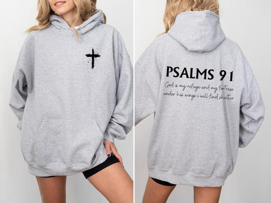 Psalm 91 Hoodie, Bible Verse Hoodie, Religious Hoodie, Trendy Christian Hoodie, Jesus Love Hoodie, Faith Based Hoodie, Christian Gifts  T-shirt, sweater and Hoodie