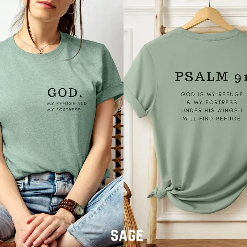 Psalm 91 Shirt Minimalist Christian Shirt Bible Verse Faith Based Apparel Gift Hoodie, Sweatshirt | DripVista.com
