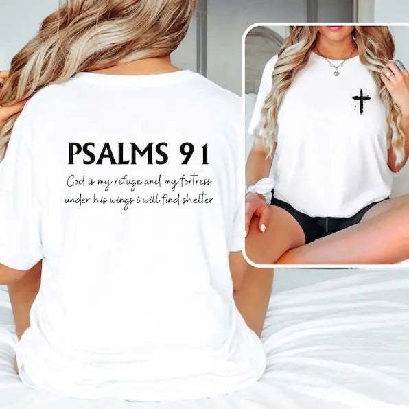 Psalm 91 T-Shirt, Bible Verse T Shirt, Religious Shirt, Trendy Christian Shirt, Jesus Love Shirt, Faith Based Shirt,...