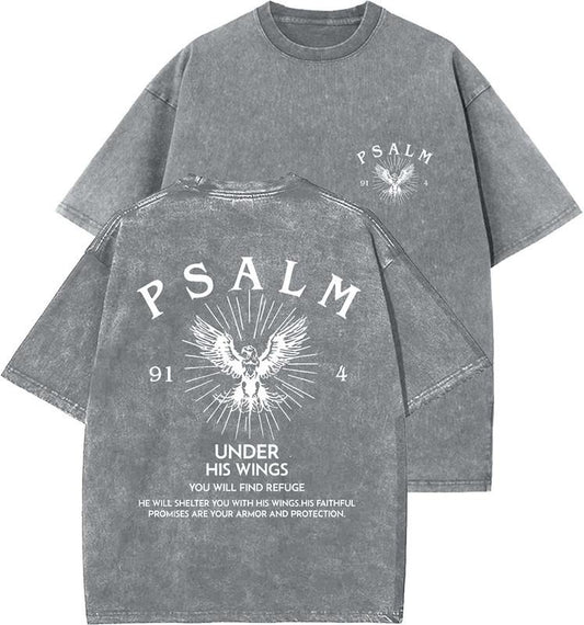 Psalm Unisex Washed T-Shirt, Christian t shirts, Vintage 90s Graphic Tee, Gift Top Womenswear Cotton Mineral Color