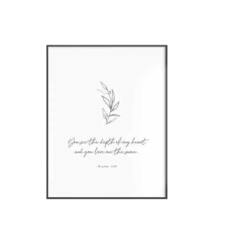 Psalms 139 Wall Art | Christian Wall Art | Modern Minimalist | Scripture Poster | Black And White Botanical Line Art Poster Prints No Frame, Gifts For Men Women Wall Decor, Abstract Wall Art, Gifts For Birthday Artwork Landscape Photo Room