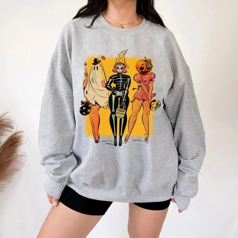 Pumpkin Face Skeleton Star Sweatshirt, Skeleton Pumpkins Halloween Sweatshirt, Halloween Sweatshirt, Pumpkin Ghost...