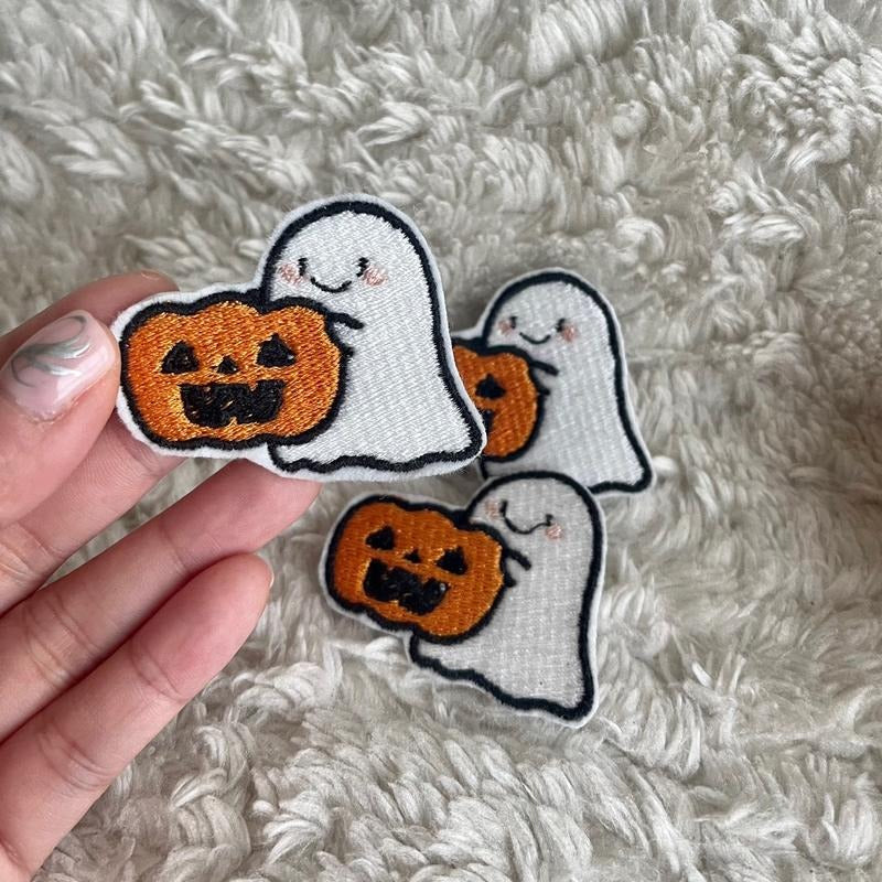 Pumpkin Ghostie Iron On Patch T-Shirts, Hoodie, Sweatshirt | DripVista.com