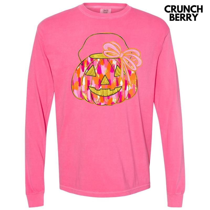 Pumpkin Pail Brushstroke Long Sleeve Comfort Colors T-Shirt 'NLB' Hoodie, Sweatshirt | DripVista.com