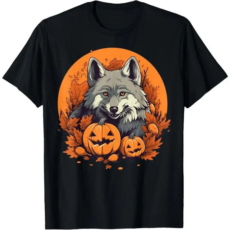 Pumpkin Wolf costume on Wolf Halloween T-Shirt Made in USA Hoodie, Sweatshirt | DripVista.com