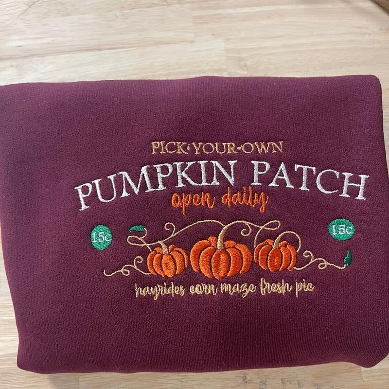 Pumpkin patch embroidered sweatshirt T-Shirts, Hoodie | DripVista.com
