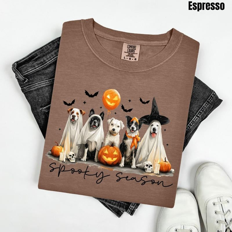 Puppy Spooky Season Comfort Colors T-Shirt 'NLB' Hoodie, Sweatshirt | DripVista.com