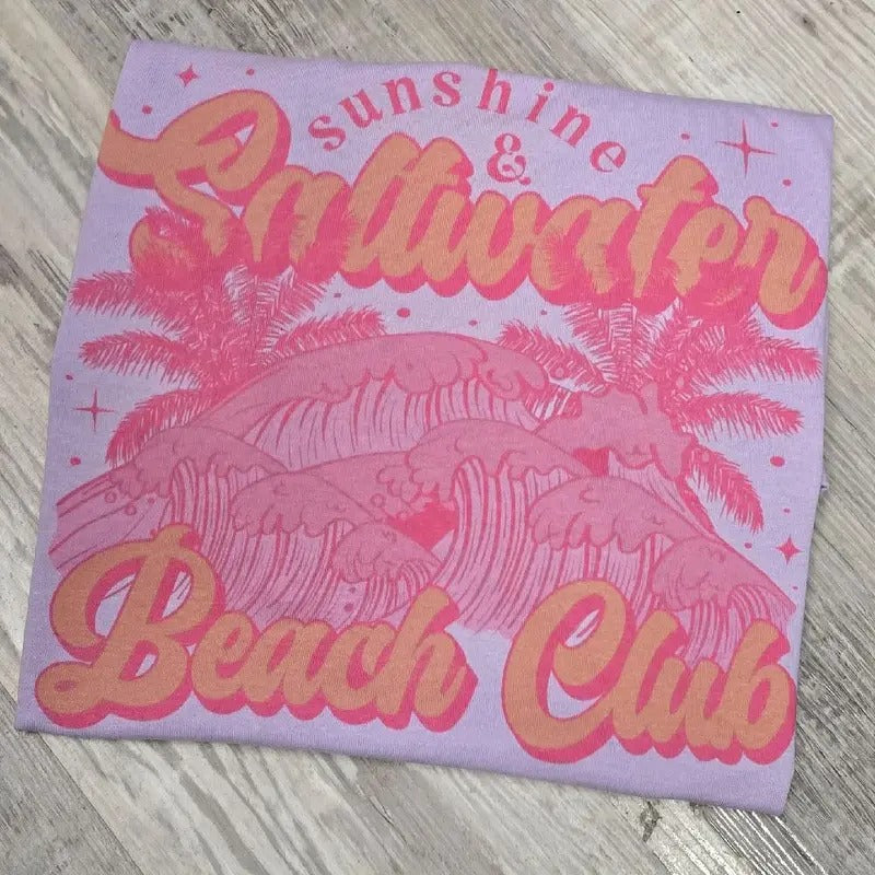 Purple - Sunshine & saltwater Beach club graphic tee Hoodie, Sweatshirt | DripVista.com