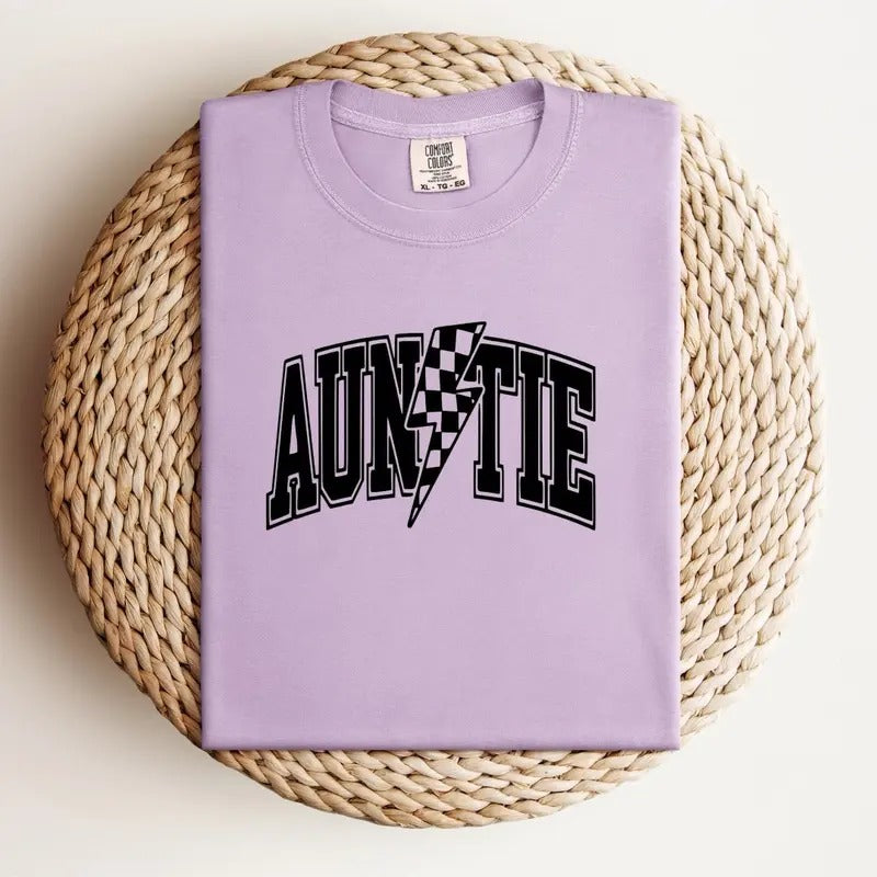 Purple Auntie Lightening Bolt Tshirt Hoodie, Sweatshirt | DripVista.com