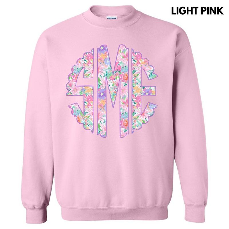 Purple Blossoms Monogram Sweatshirt 'NLB' T-Shirts, Hoodie | DripVista.com