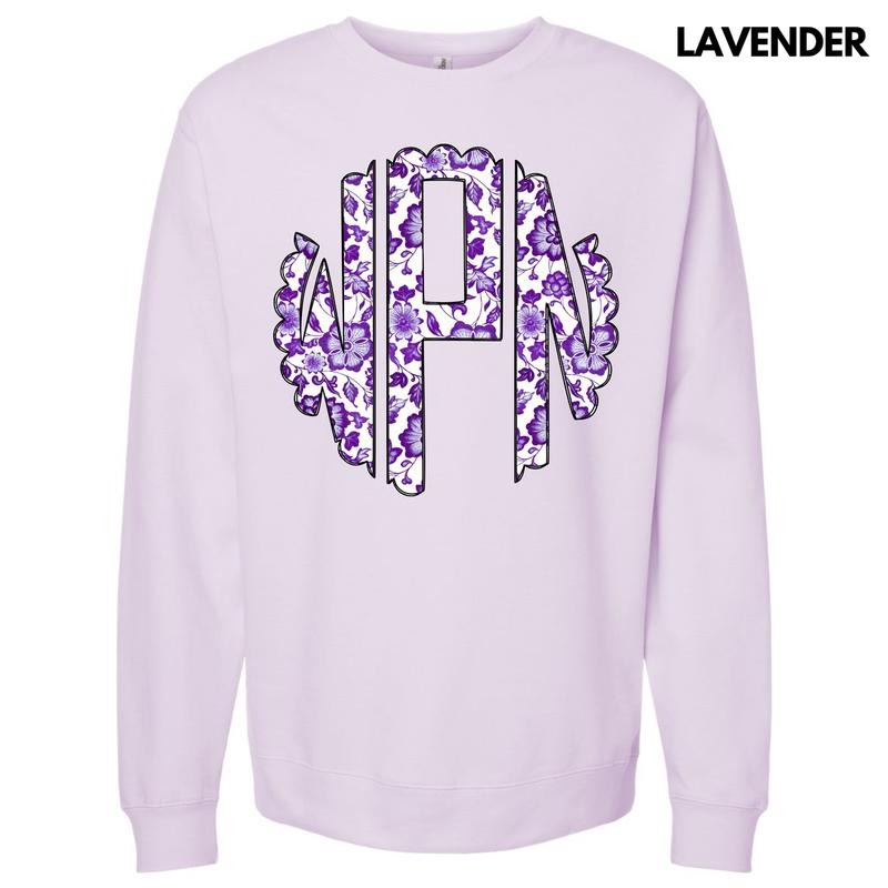 Purple Floral Monogram Sweatshirt 'NLB' T-Shirts, Hoodie | DripVista.com