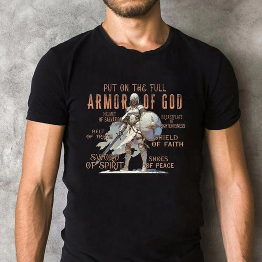 Put On The Full Armor Of God Christian T-Shirt Pure Cotton Casual Street Style Crew Neck Short Sleeve T-Shirt Tops Trendy For Women For Men, Perfect Gift