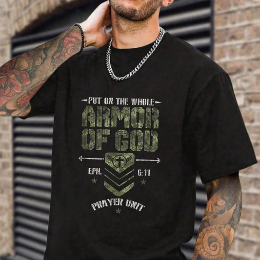 Put On The Whole Armor Of God Shirt Casual Style Crew Neck Short Sleeve T-Shirt Tops Trendy for Unisex, Perfect Gift