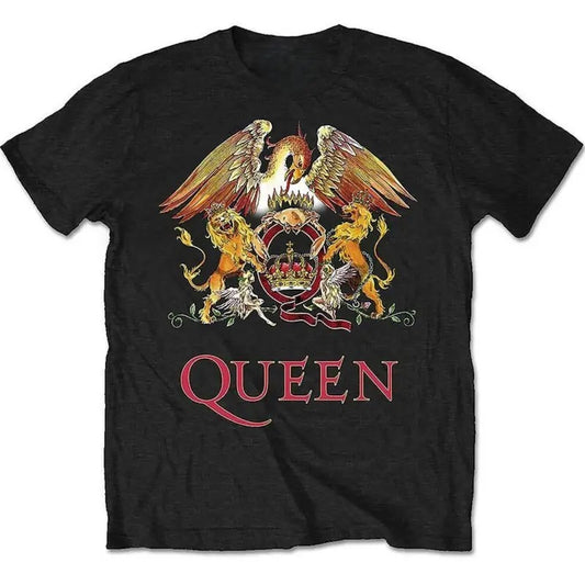 QUEEN T Shirt Official Classic Crest Freddie Mercury All sizes Menswear Top Underwear Tshirt Streetwear Man Tropical Crewneck Shortsleeve Round Neck Casual