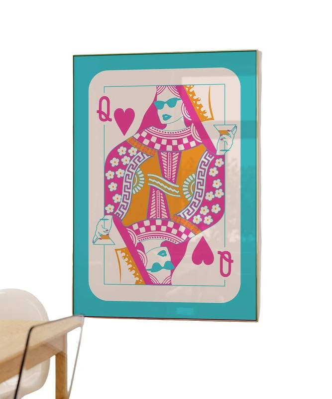 Queen Of Hearts Artwork, Trendy Wall Art, Preppy Dorm Decor, Cute Apartment Print, Gifts For Teen Girl Bestie Art Prints, Poster Prints No Frame, Wall Decoration, Art Posters, Gifts For Birthday Christmas Xmas