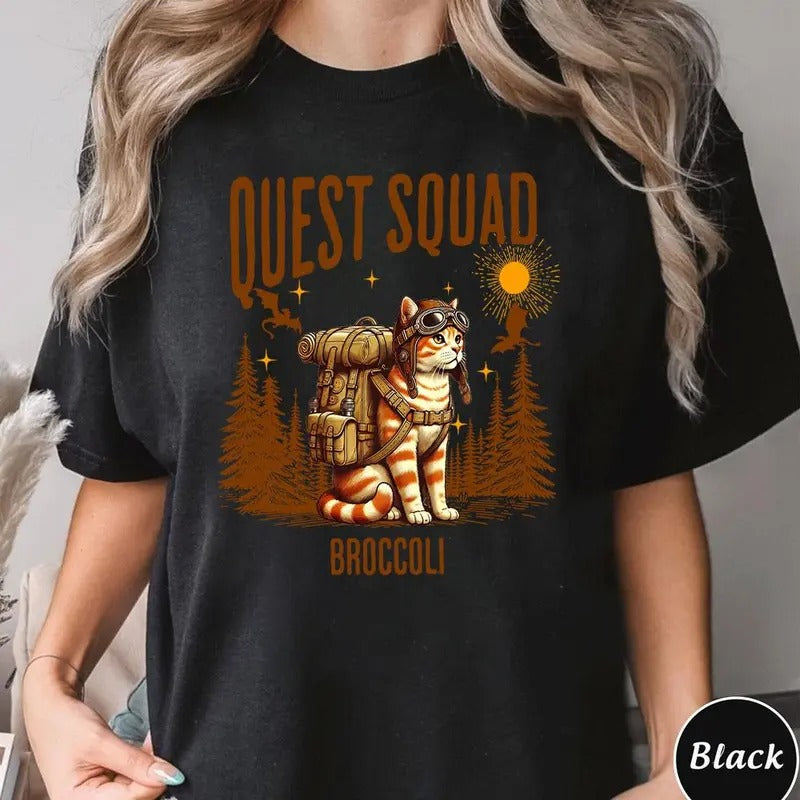 Quest Fantasy Squad Broccoli Funny Cat Shirt Hoodie, Sweatshirt | DripVista.com