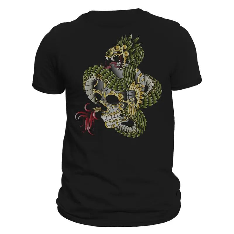 Quetzalcoatl Skull Feathered Serpent Aztec God  T-Shirt Casual Classic