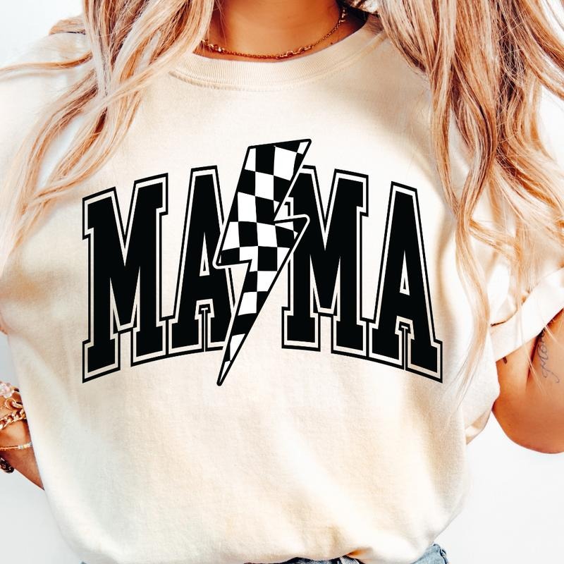 RETRO CHECKERED MAMA BOLT DISTRESSED TEE Hoodie, Sweatshirt | DripVista.com
