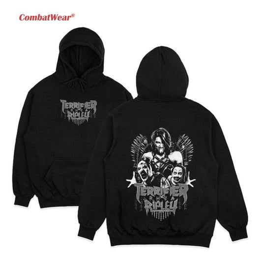 RHEA RIPLEY x TERRIFIER HOODIE, Halloween Wrestling Hoodie, Vintage Wresting Shirt, Wrestling Graphic Hoodie, Sports Shirt, Wrestling Fan Gift