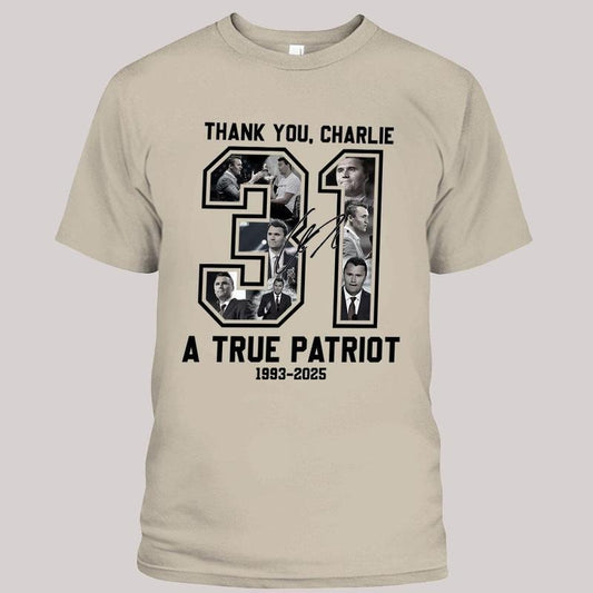 RIP Charlie Kirk Shirt, True Patriot Graphic Tee, Rest In Peace Charlie Kirk, Thank you Charlie Tee