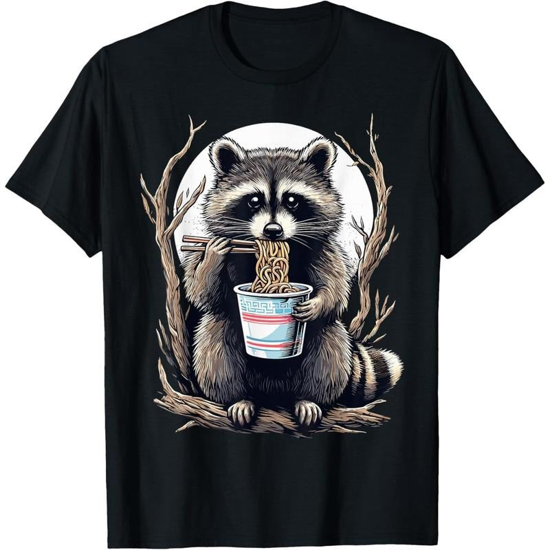 Raccoon Eating Instant Noodle Cup Funny Gifts For Women Men T-Shirt made in us Hoodie, Sweatshirt | DripVista.com