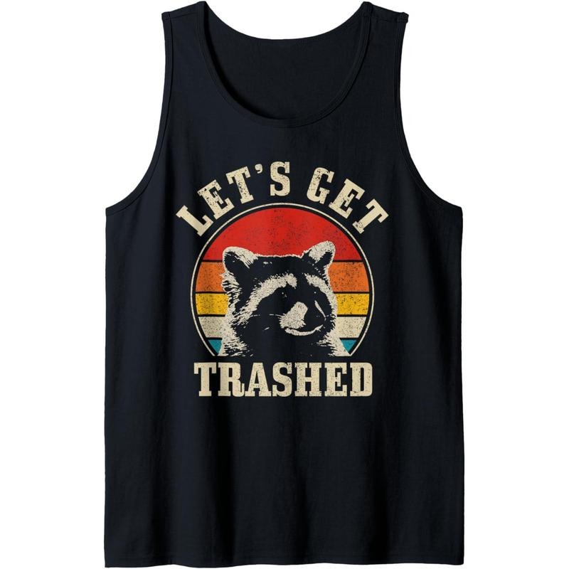 Raccoon Let's Get Trashed Vintage Retro Racoon Funny Tank Top Made in USA T-Shirts, Hoodie, Sweatshirt | DripVista.com
