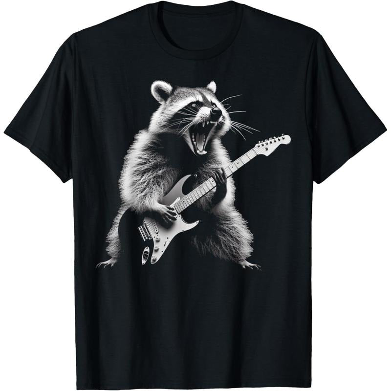 Raccoon Playing Guitar Rock and Roll Rock Star Men Women Kid T-Shirt made in us Hoodie, Sweatshirt | DripVista.com
