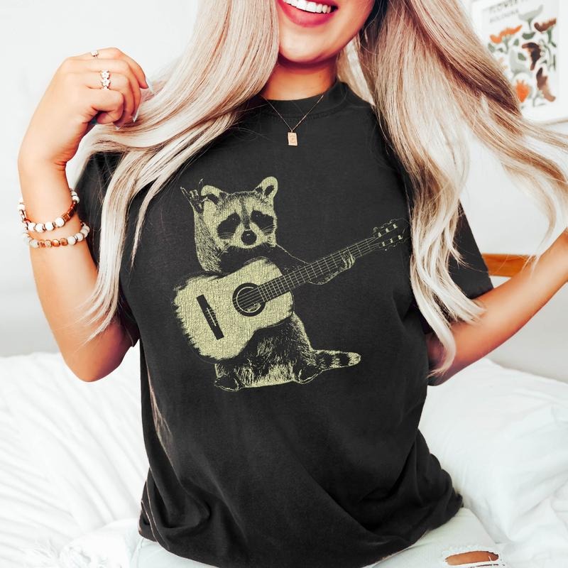 Raccoon Playing Guitar T-shirt Hoodie, Sweatshirt | DripVista.com