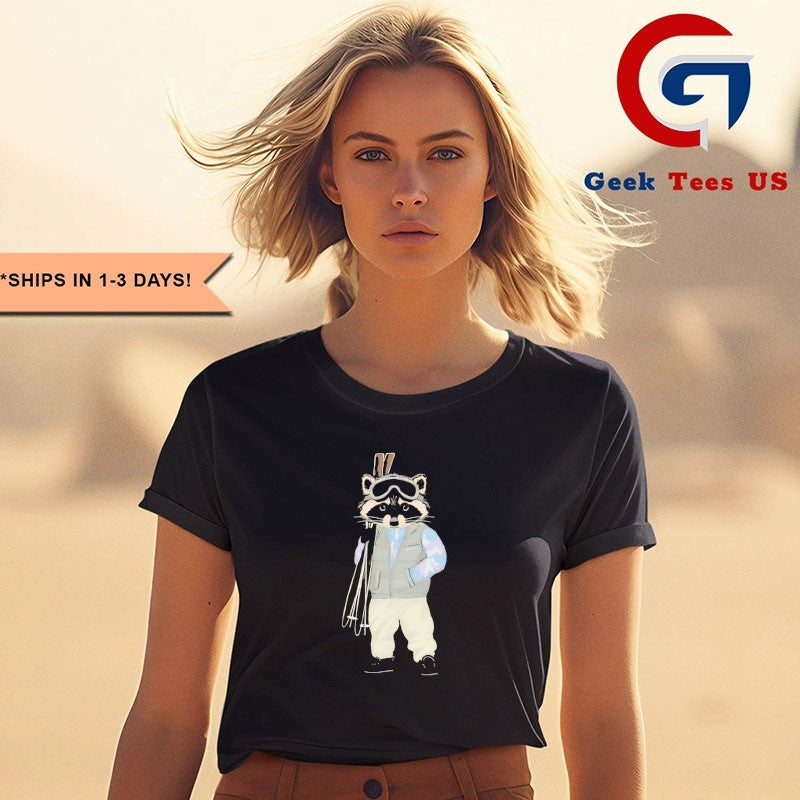Raccoon skiing trash Peace shirt