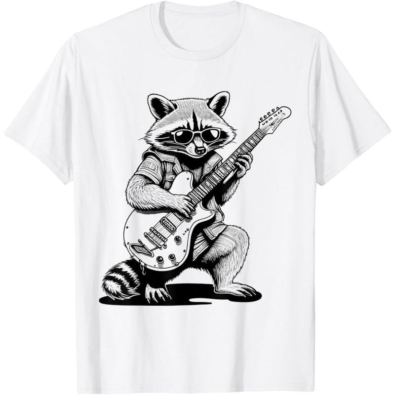 Racoon Playing Guitar Shirt Raccoon Rock Music Men Kids T-Shirt made in us