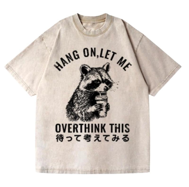 Racoon Vintage Wash Japanese Design T-Shirt, Funny Anime Graphic Tee Shortsleeve Comfort Top