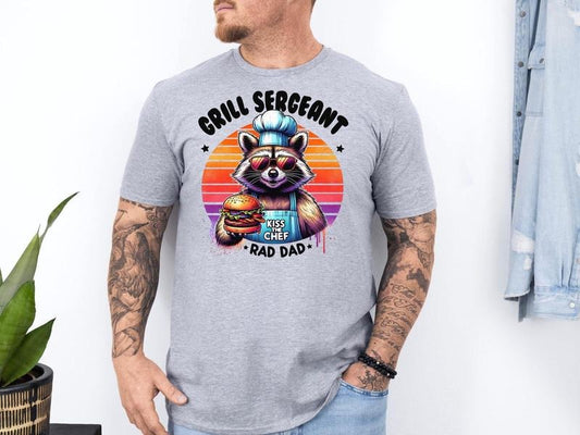 Rad Dad T-Shirt Grill Unisex Tee, Funny BBQ Shirt For Dad, Raccoon TShirt, Gift for BBQ Lover, Father Dad Gift, Grill Master Shirt