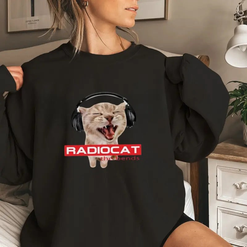 Radiocat T Shirt, Alternative Rock, Radioheadd Merch For Fan, Unisex Sweater Pullover Tee Hoodie, Sweatshirt | DripVista.com