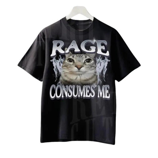 Rage Consumes Me Cat Tshirt, Funny Cat Meme T-Shirt, Vintage Unhinged Cat Tee, Silly Cat Graphic Shirt, Weird Humor Unisex Shirt Top Casual Streetwear