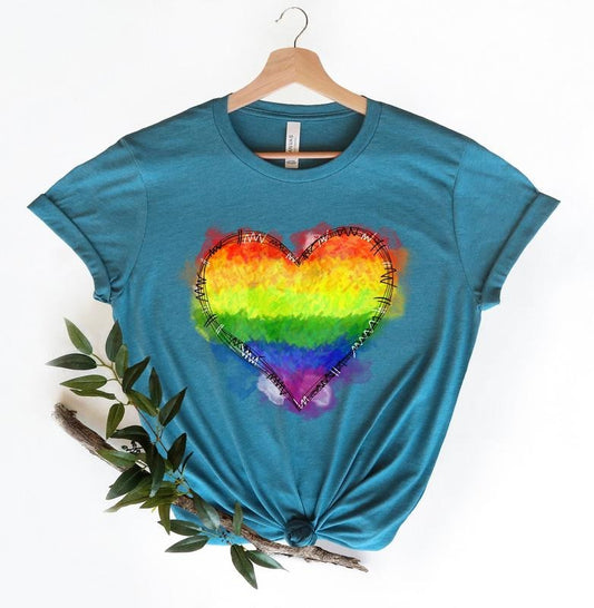 Rainbow Heart Shirt, Pride Heart Shirt, LGBT Shirt, LGBT Shirt Gift, LGBT Shirt Funny, Pride Shirt Women, Pride Gift, Pride Celebration T