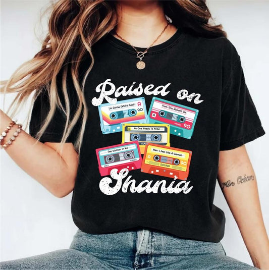 Raised On Shania T-Shirt, Nashville Country Music Shirt, Music Lovers Tee, Women Western Tee, Country Concert Shirt, 90's Vibes Short Sleeve.