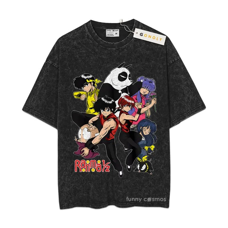 Ranma 1,2 Nibunnoichi Japanese Kawai Shortsleeve New Top Mineral Wash TShirt Hoodie, Sweatshirt | DripVista.com
