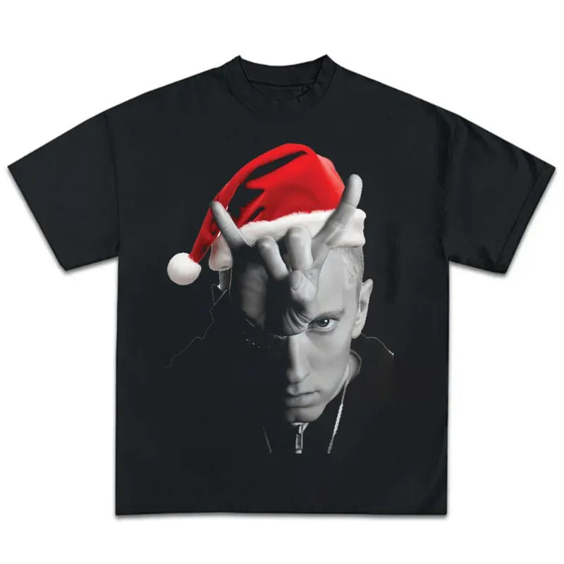 Rap God Santa Slim Shady Graphic Rap Tee Shirt Big Face Emineem Merry Christmas