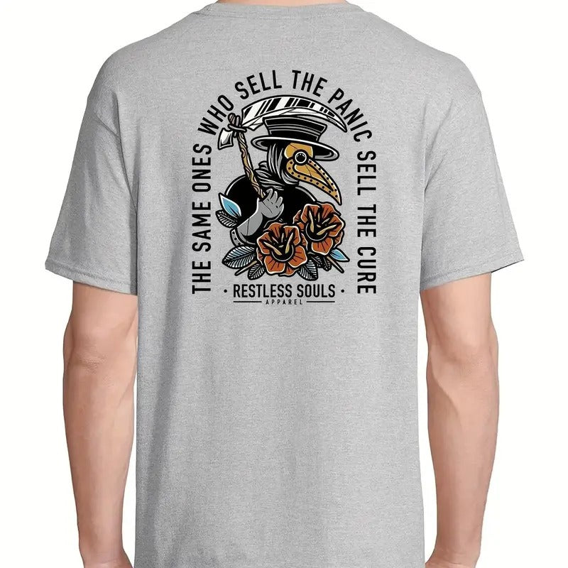Raven Doctor Art T-Shirt, Restless Soul, Sell The Panic Sell The Cure, Casual Tee Hoodie, Sweatshirt | DripVista.com