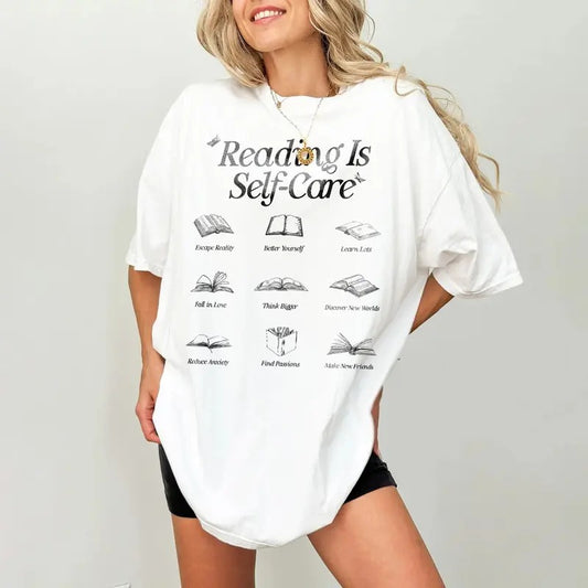 Reading Is Self-Care Shirt, Bookish Mental Health Shirt Book A Day Retro Shirt Read More Book Lover Bookworm Romance Reader Book Addict VTD43