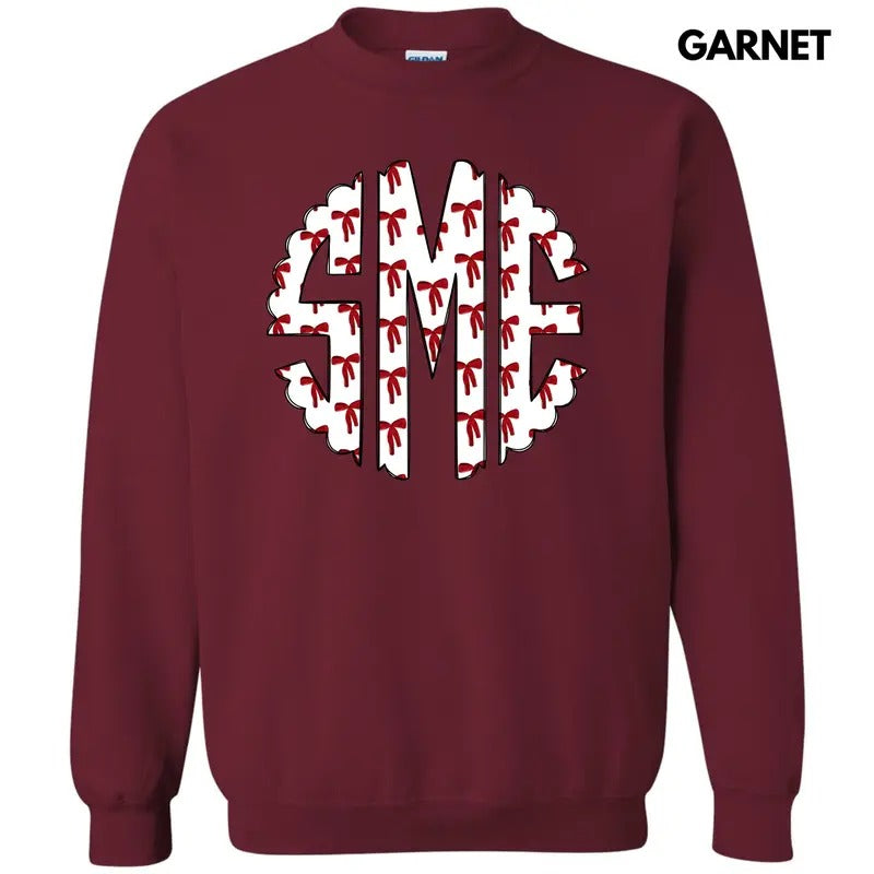 Red Bow Coquette Monogram Sweatshirt 'NLB' T-Shirts, Hoodie | DripVista.com