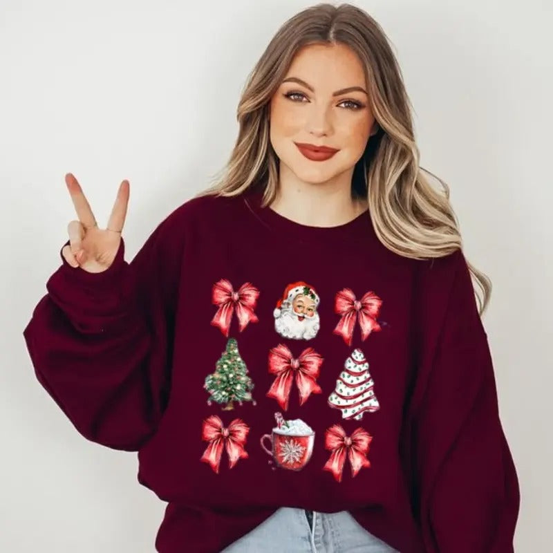 Red Coquette Christmas Shirt, Cute Xmas Shirt, Women's Holiday Tee, Sweatshirt, Hoodie | DripVista.com