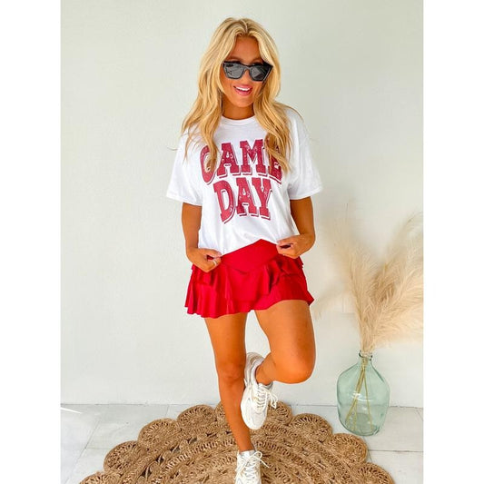 Red Game Day Graphic Top