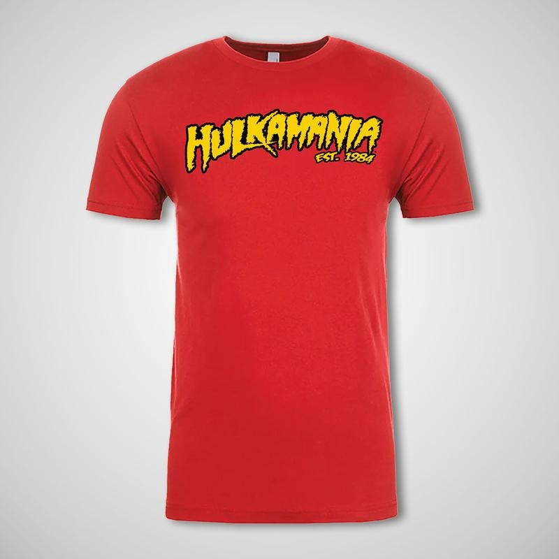 Red Hulkamania Tee, Hulk Hogan Shirt, Hulk Hogan Tee, WWE Legend Tribute Shirt, WWE Hulk Hogan Tee, WWE Sport Outdoors Clothes, WWE Wrestlers Tee, Menswear Cotton Crewneck Clothes