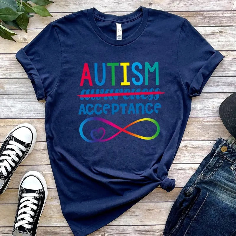 Red Instead Autism Shirt, Autism Acceptance T-Shirt, In April We Wear Red Autism Acceptance Shirt, Light It Up Red...