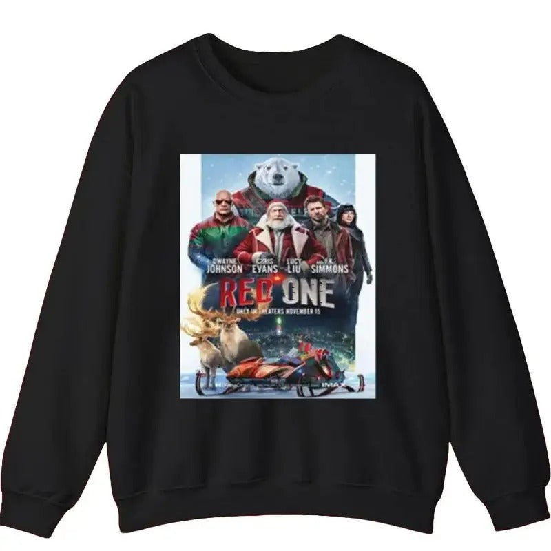 Red One Starring Dwayne Johnson Chris Evans Lucy Liu And JK Simmons Sweatshirt Casual Cotton T-Shirts, Hoodie | DripVista.com