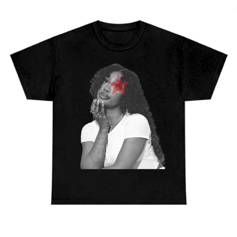 Red Star BW Sza T-Shirt Fan Tee - Men's Classic Cotton T-Shirt Hoodie, Sweatshirt | DripVista.com